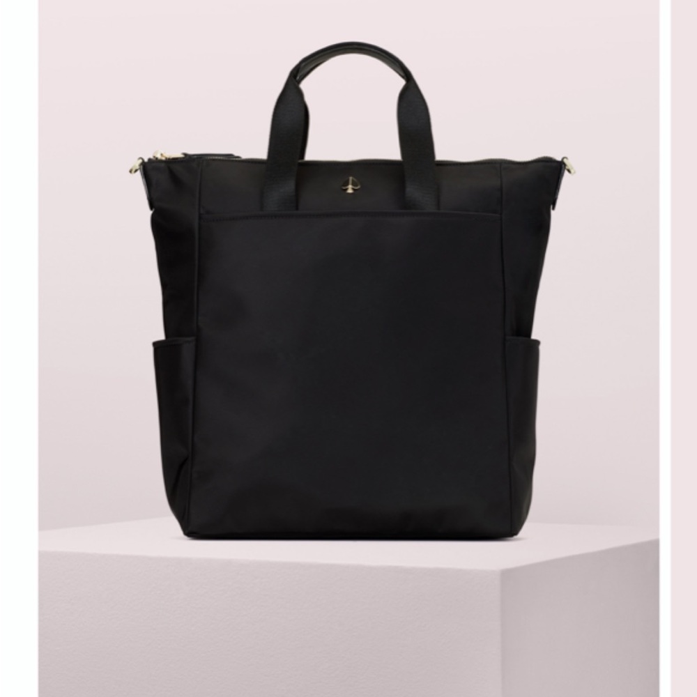kate spade Black Nylon Top-Handle Backpack Tote
